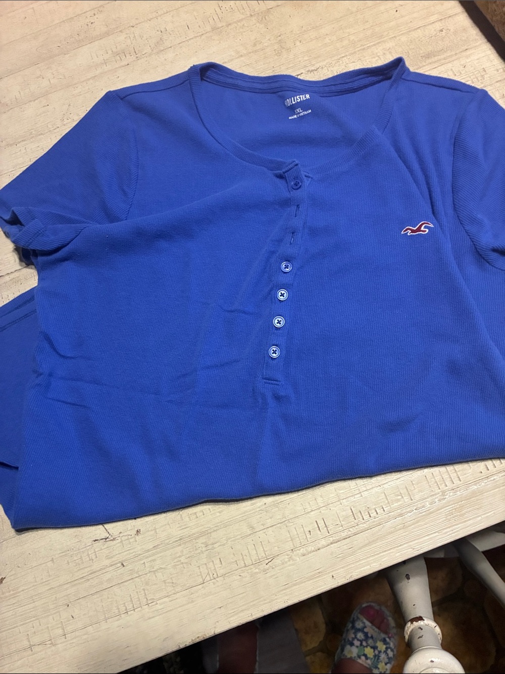 Hollister Royal Blue Short Sleeve Henley Tee